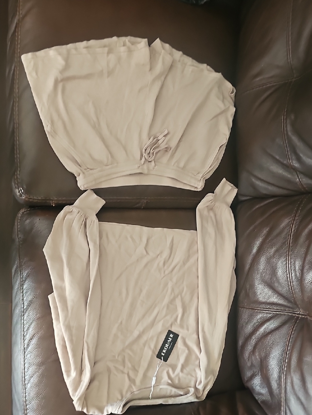a new day Beige Off-Shoulder Long Sleeve Crop Top